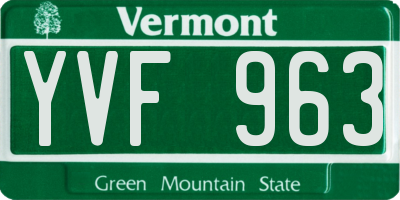 VT license plate YVF963