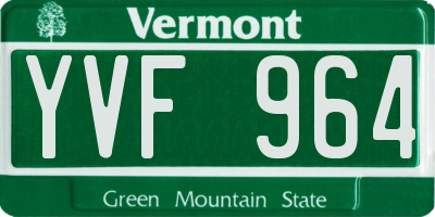 VT license plate YVF964