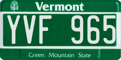 VT license plate YVF965