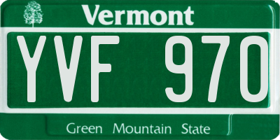 VT license plate YVF970