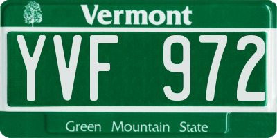 VT license plate YVF972