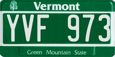 VT license plate YVF973