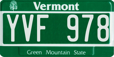 VT license plate YVF978