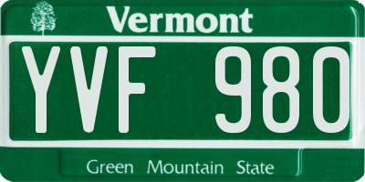VT license plate YVF980