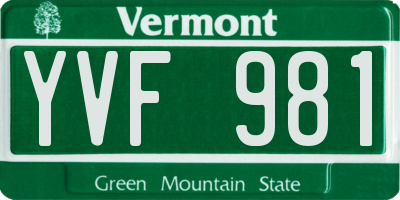 VT license plate YVF981