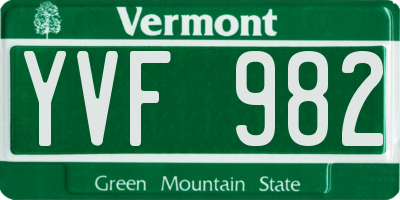 VT license plate YVF982