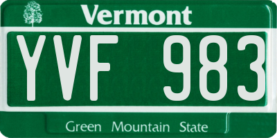 VT license plate YVF983