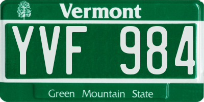 VT license plate YVF984