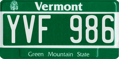 VT license plate YVF986