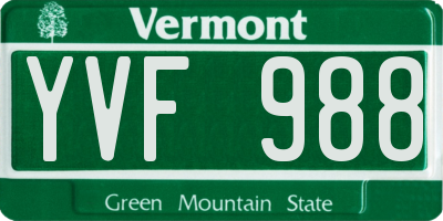 VT license plate YVF988