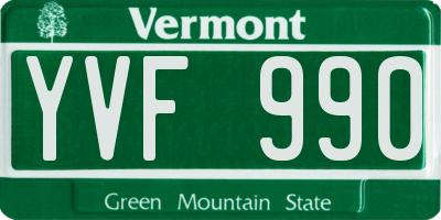 VT license plate YVF990