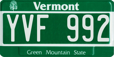 VT license plate YVF992
