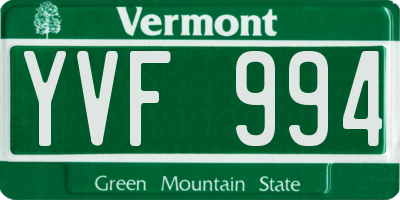 VT license plate YVF994