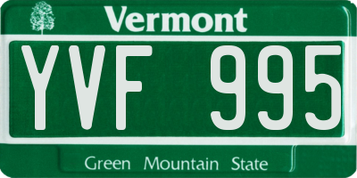 VT license plate YVF995