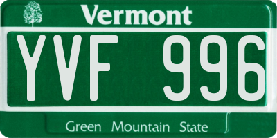 VT license plate YVF996