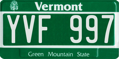 VT license plate YVF997