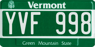 VT license plate YVF998