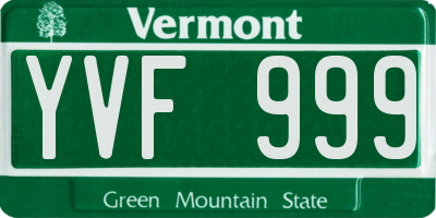 VT license plate YVF999