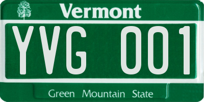 VT license plate YVG001