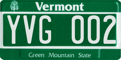 VT license plate YVG002