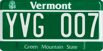 VT license plate YVG007