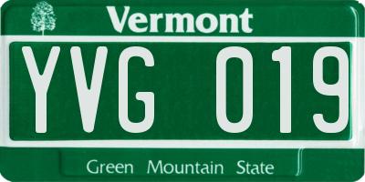 VT license plate YVG019