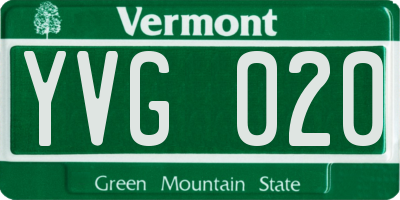 VT license plate YVG020