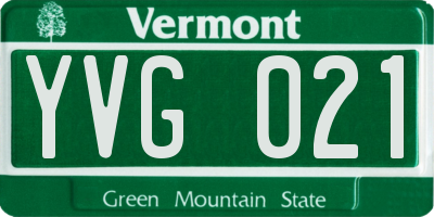 VT license plate YVG021