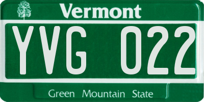 VT license plate YVG022