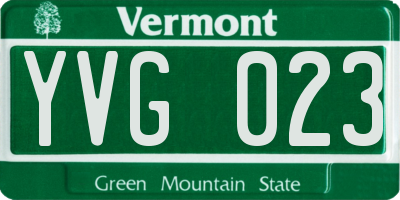VT license plate YVG023