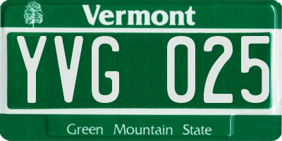 VT license plate YVG025