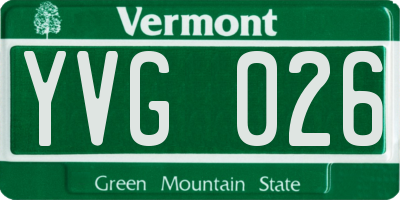 VT license plate YVG026