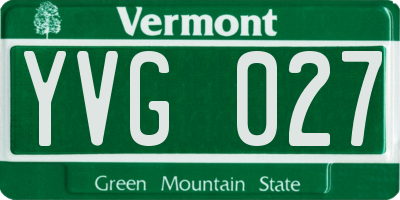VT license plate YVG027