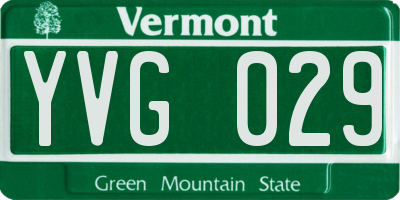 VT license plate YVG029