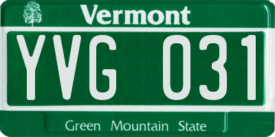 VT license plate YVG031