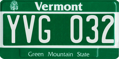 VT license plate YVG032