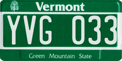 VT license plate YVG033