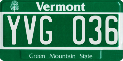 VT license plate YVG036