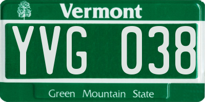 VT license plate YVG038