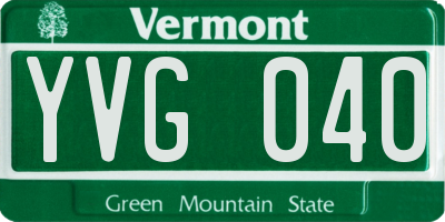 VT license plate YVG040