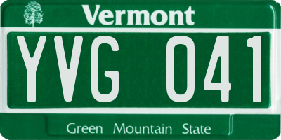 VT license plate YVG041