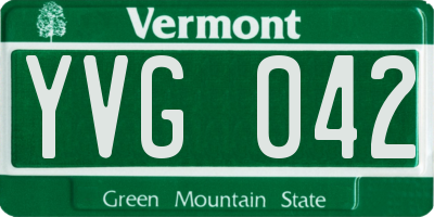 VT license plate YVG042