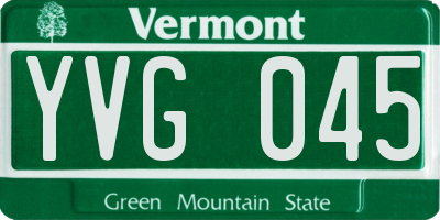 VT license plate YVG045