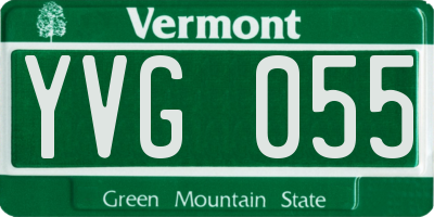 VT license plate YVG055