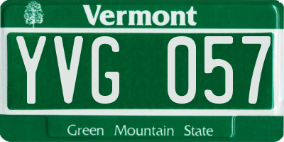 VT license plate YVG057