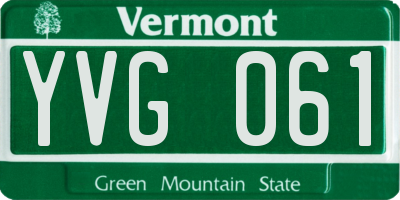 VT license plate YVG061