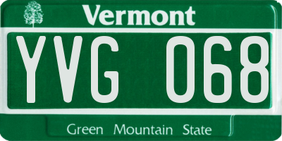 VT license plate YVG068