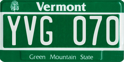 VT license plate YVG070
