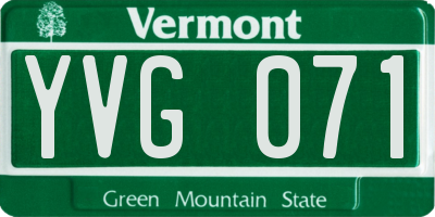 VT license plate YVG071