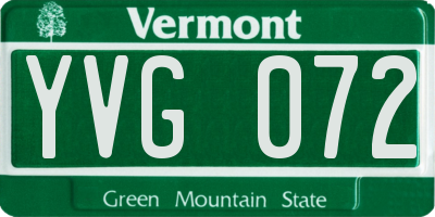 VT license plate YVG072